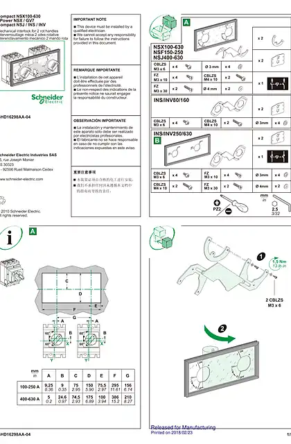 schneider施耐德Mechanical interlock for Mechanical interlock for 2 rot handles_ FPower NSX and GV7 - 说明页